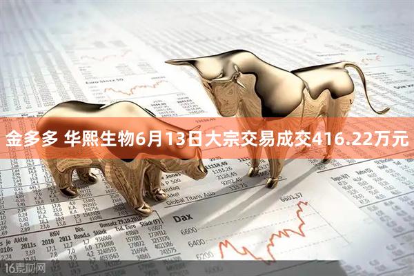 金多多 华熙生物6月13日大宗交易成交416.22万元